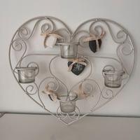 Porta candele o lumini in ferro industrial a cuore