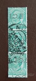 Regno 1906- 3 francobolli 5c Perfin
