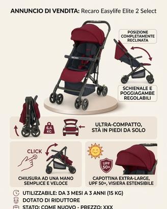 RECARO – Passeggino Easylife Elite 2 Select