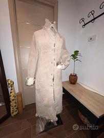 Cappotto lungo montone in vera pelle pelliccia