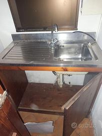 Lavello inox 100 x 50 con supporto mobiletto