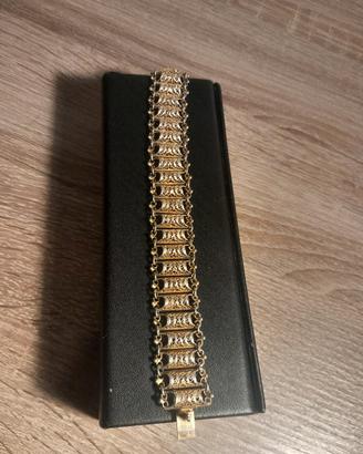 Argento 800 bracciale filigrana dorata vintage 