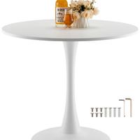 Tavolo da Pranzo Rotondo in Legno Soggiorno Bianco