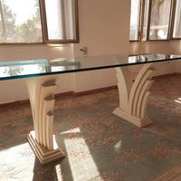 tavolo in pietra leccese e vetro