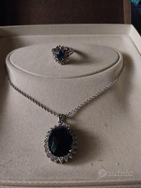 PARURE COLLIER ...ANELLO ARGENTO E ZIRCONI 