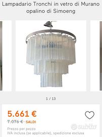 lampadario anni 70 mod TRONCHI in cristallo