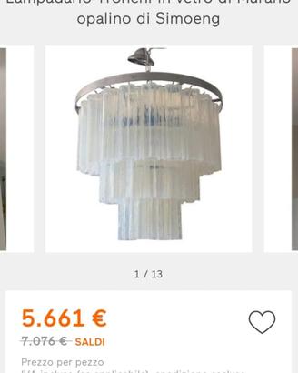 lampadario anni 70 mod TRONCHI in cristallo