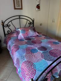 Letto in ferro battuto + rete a doghe in legno