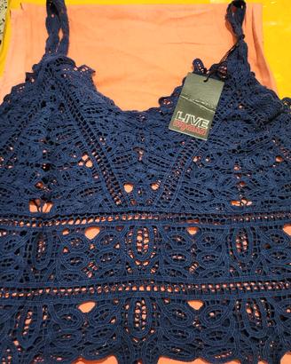 top/ sottogiacca in pizzo blu