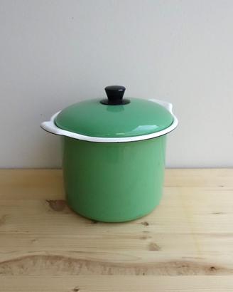 Pentola verde con coperchio vintage