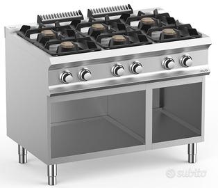 Piani di cottura a gas 6 fuochi professionalie