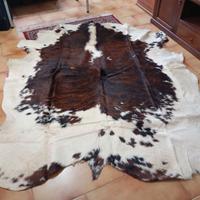 Tappeto in pelle di mucca bianco/marrone