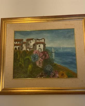 Quadro veduta marina scogliera