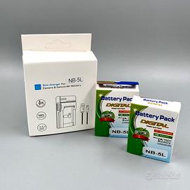 2x Batterie NB-5L + Caricatore