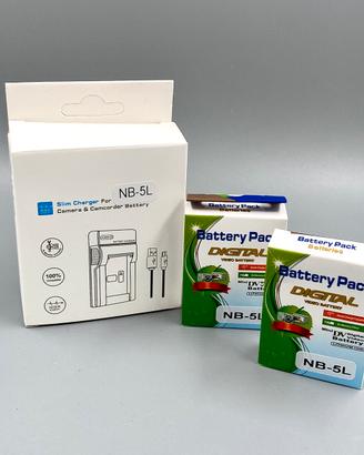 2x Batterie NB-5L + Caricatore