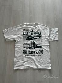 T-shirt Pull&Bear Bianca Stampa Alien - Taglia L -
