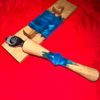 Rasoio barba in legno e resina Natale