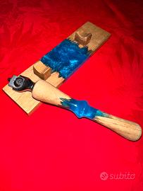 Rasoio barba in legno e resina Natale