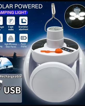 Lampada solare fotovoltaico campeggio torcia led