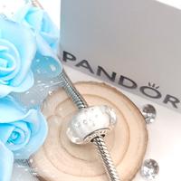 Charm originale pandora murano bianco bolle 