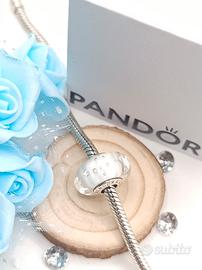 Charm originale pandora murano bianco bolle 