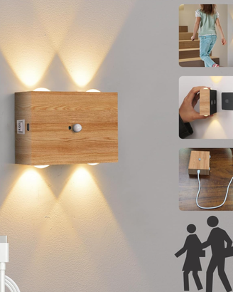 Lampada da Parete Interno Ricaricabile con Sensore