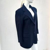 Giacca, blazer, lana  blu, con  pattine. L/XL