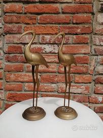 Coppia aironi/gru ottone vintage anni 70