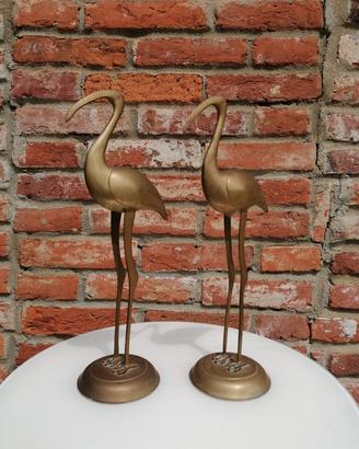 Coppia aironi/gru ottone vintage anni 70