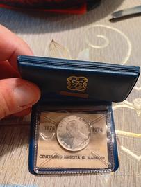 Moneta 500 L. commemorativa Marconi 1974