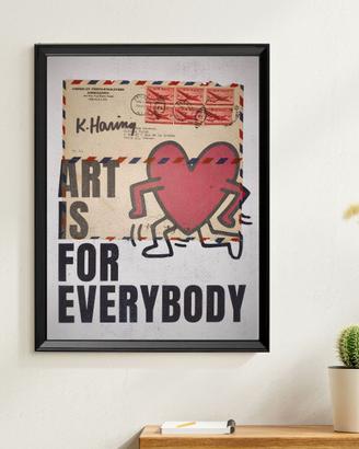 Quadro Keith Haring Sovra Stampa Busta USA 1947