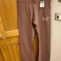 emporio Armani EA7 pantaloni zampa marrone bordeau