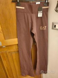 emporio Armani EA7 pantaloni zampa marrone bordeau