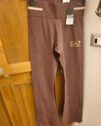 emporio Armani EA7 pantaloni zampa marrone bordeau