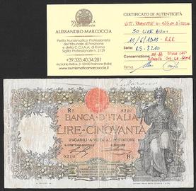 Banconota 50 lire buoi primo decreto 1915