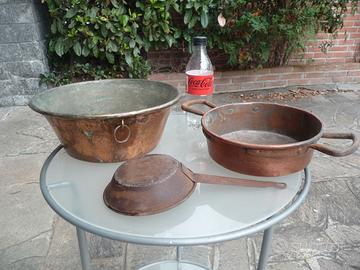 RAME ANTICO LOTTO DI TRE OGGETTI