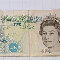 Banconota 5 sterline Regina Elisabetta II 