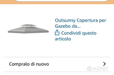 Telo da gazzebo 4x3 nuovo mai usato (outsunny)