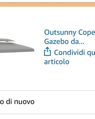 Telo da gazzebo 4x3 nuovo mai usato (outsunny)