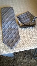 Completo cravatta, fazzoletto, fermapolsini