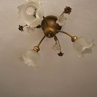 Lampadario 3 bocce vetro satinato floreale