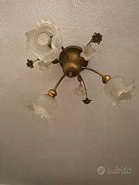 Lampadario 3 bocce vetro satinato floreale