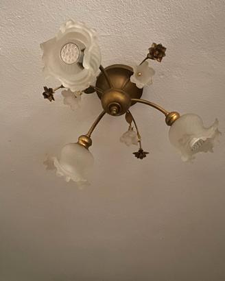 Lampadario 3 bocce vetro satinato floreale