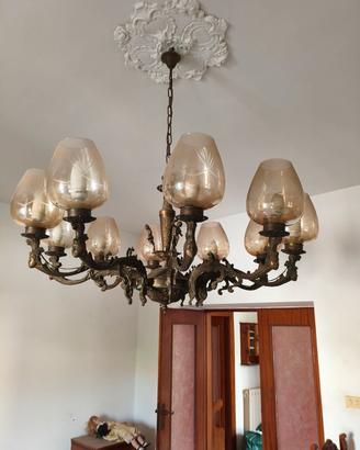 lampadario ferro e cristallo