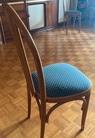 4 sedie in legno stile Thonet, imbottite