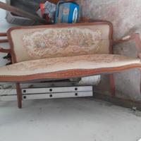 Divanetto legno e arazzo, francese, anni 30/40