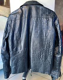 Giubbetto pelle cocco nero, cerniere.