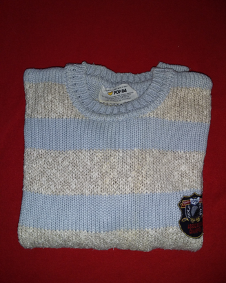 Maglione di cotone a righe bicolori, taglia L