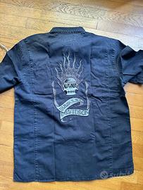 camicia harley davidson nera fiamme teschio M