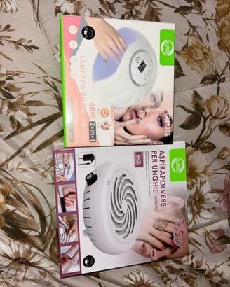 Lampada per unghie e aspirapolvere per unghie.